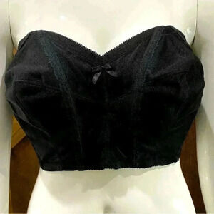 Vintage 60s Wynette by Valmont Strapless Black Bustier Bra Size 44 DD